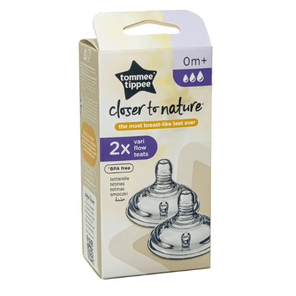 Φωτογραφία προϊόντος: Tommee Tippee Closer To Nature 2 x Vari Flow Teats Θηλές Σιλικόνης - Μεταβλητής Ροής με Κοπή σε Σχήμα Χ 0m+, 2τεμ