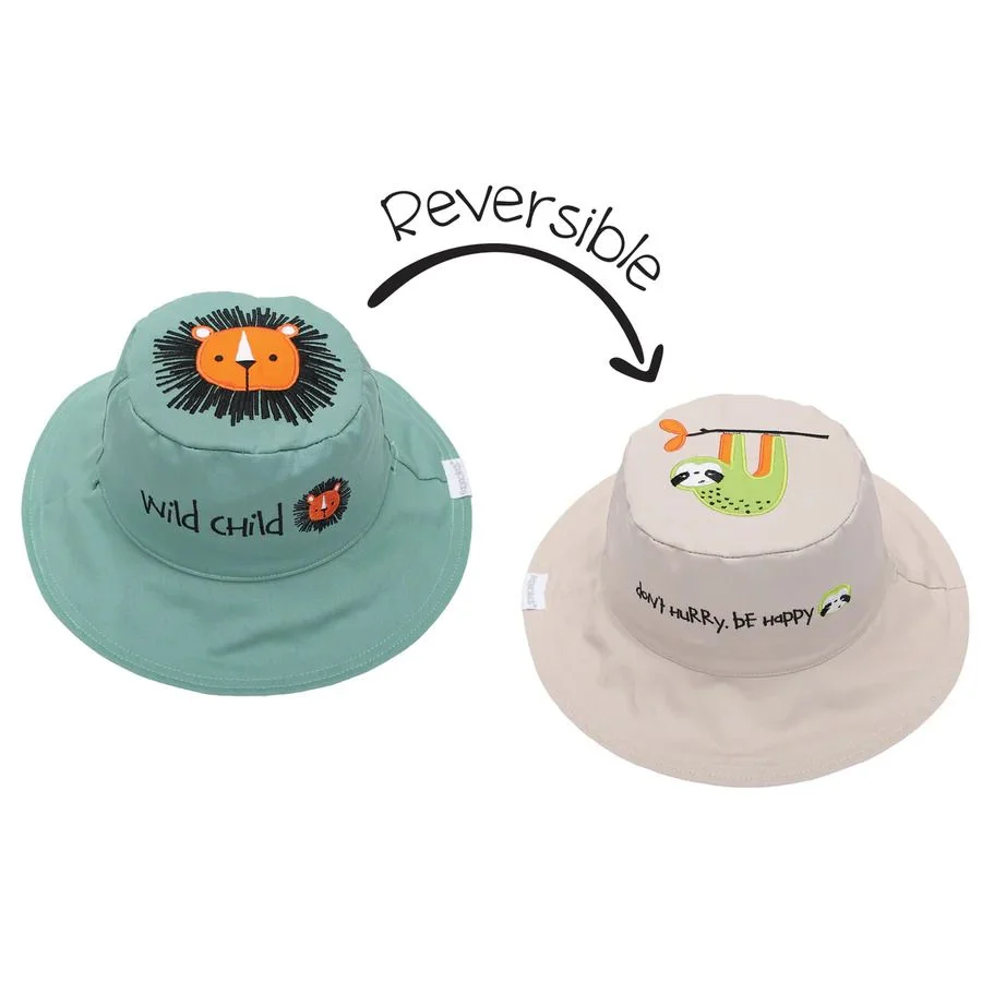 Φωτογραφία προϊόντος: Flapjackkids kid Hat Upf50+, Παιδικό Καπέλο με Αντηλιακή Προστασία Διπλής Όψης, Lion/Sloth, 1 τμχ.6-24m