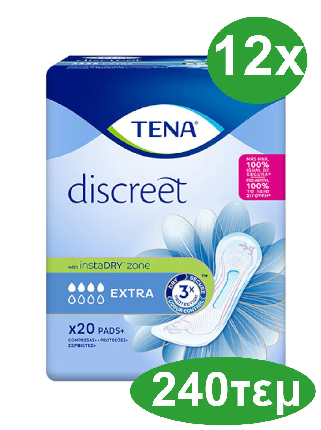 Φωτογραφία προϊόντος: Tena Lady Discreet Extra Απορροφητικές Σερβιέτες 20*12 (240τεμ)