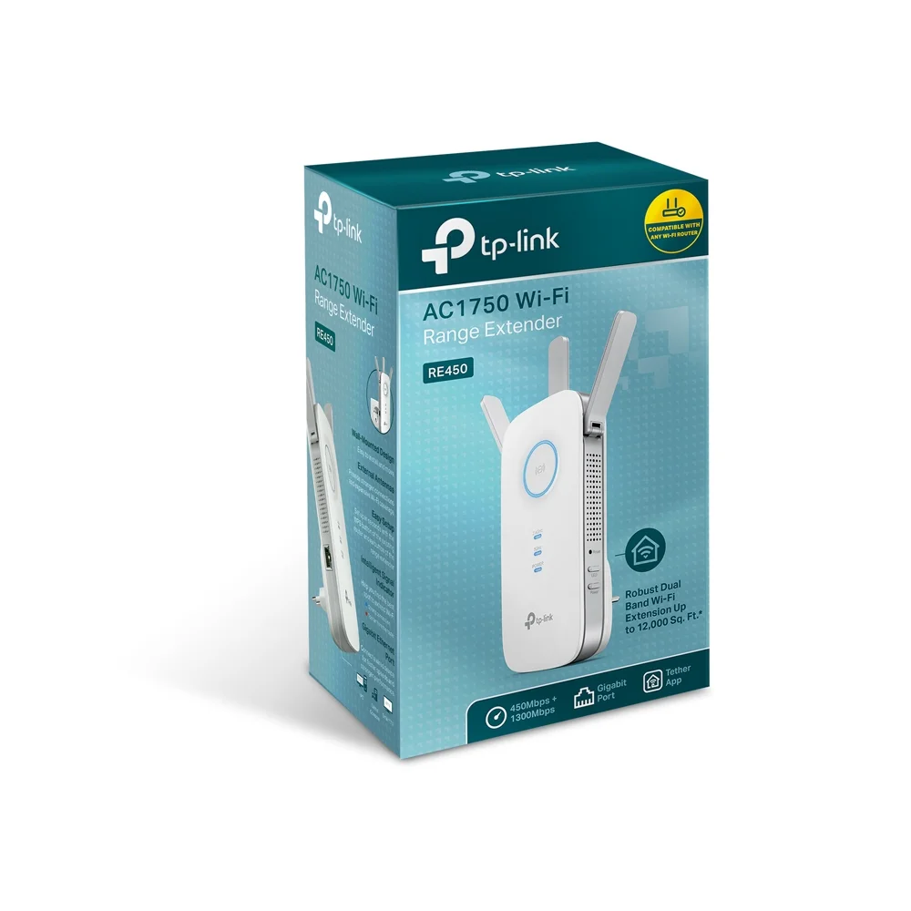 Φωτογραφία προϊόντος: ΤΡ-LΙΝΚ TP-Link RE450 Wireless Range AC1750 Πρίζας 3 Κεραίες DB