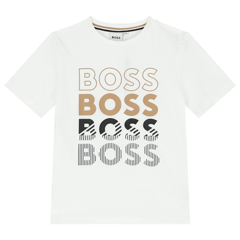 Φωτογραφία προϊόντος: T-shirt παιδικό Boss Logo Repeat Logo White Teens