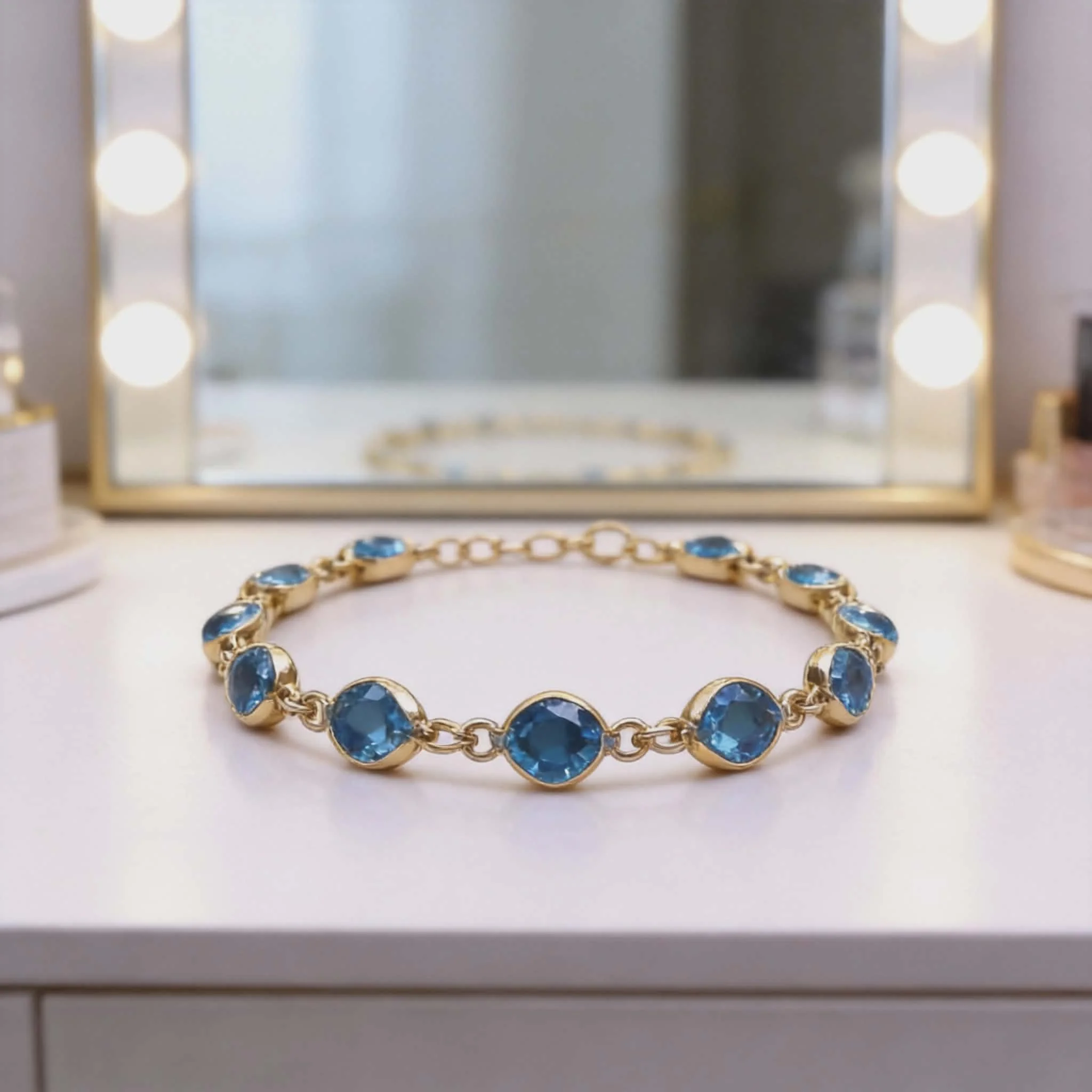 Φωτογραφία προϊόντος: LAVORE Gold Bracelet with Blue Crystal Stones