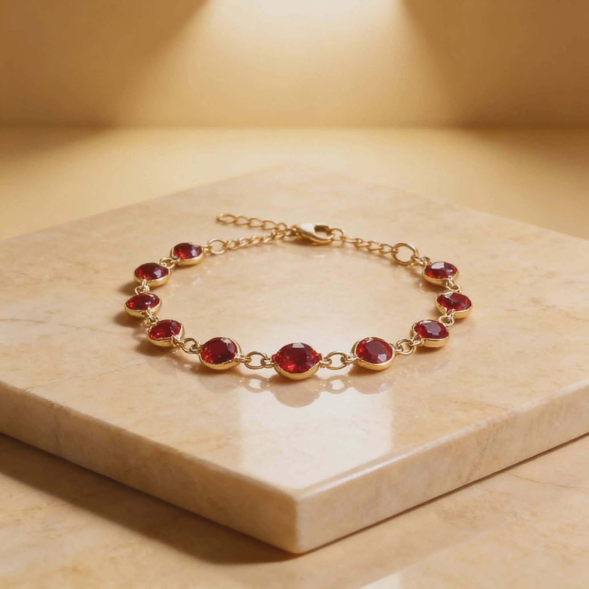 Φωτογραφία προϊόντος: LAVORE Gold Bracelet with Red Crystal Stones