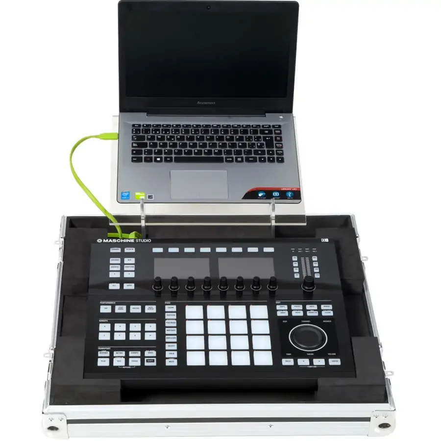 Φωτογραφία προϊόντος: WALKASSE WMC-SLB Ultra Slim Flight Case Midi Live ControllerAkai® APC64. NI® MASCHINE STUDIO Silver (Acrylic stand).