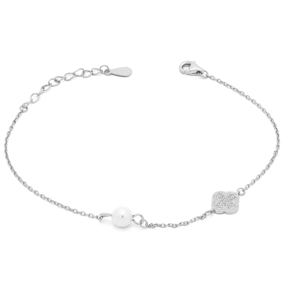 Φωτογραφία προϊόντος: Peach Jewelry Peac Jewelry Βραχιόλι από Ασήμι 925 Σταυρός με Μαργαριτάρι
