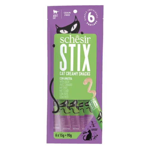 Φωτογραφία προϊόντος: Schesir Stix Pouch Λιχουδιά Γάτας με Πάπια – 6x15gr