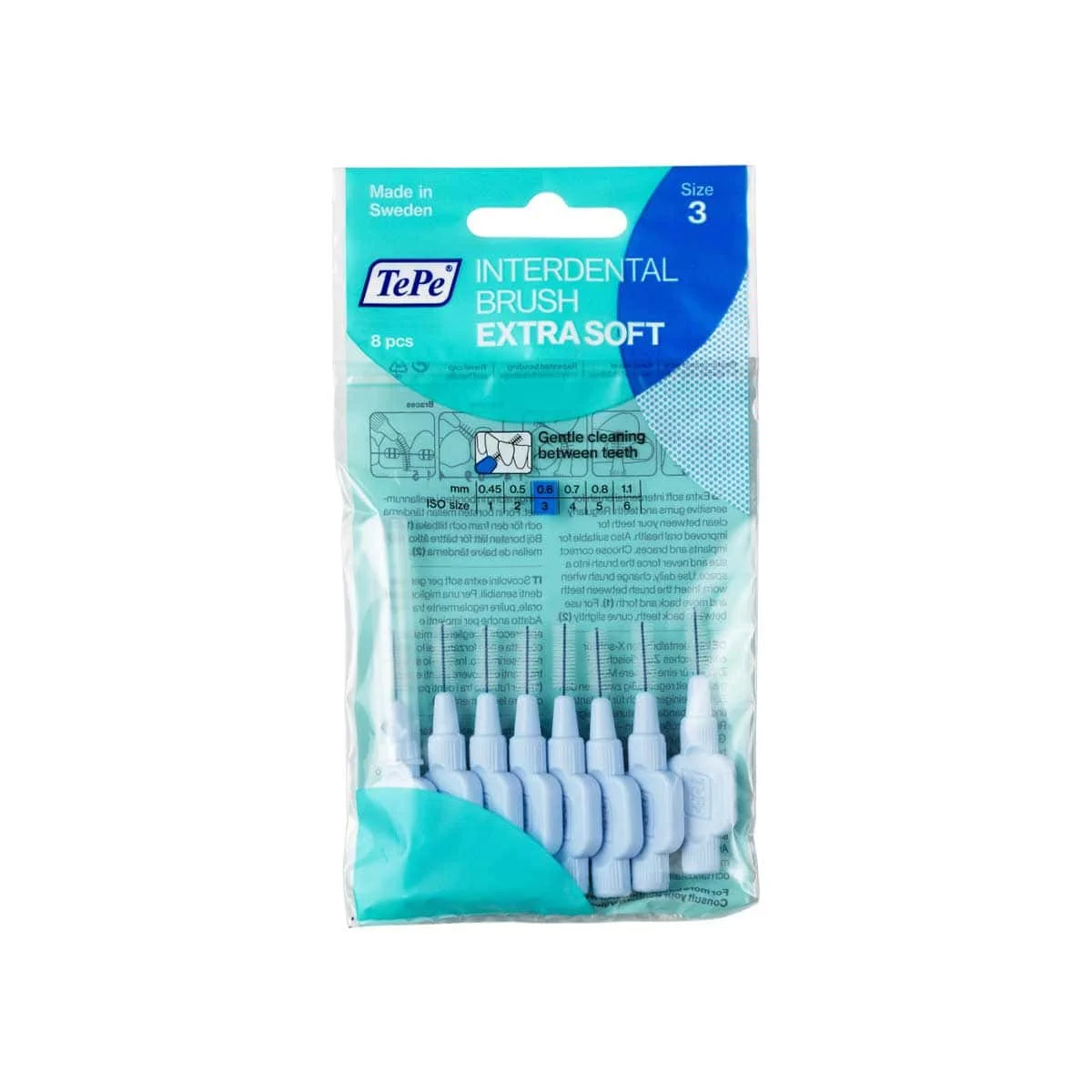Φωτογραφία προϊόντος: Medipharmacy TePe Interdental Brush Extra Soft Μεσοδόντια Βουρτσάκια 0.6 mm 8 τμχ Μπλε