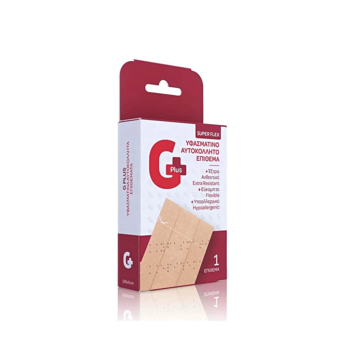 Φωτογραφία προϊόντος: Medipharmacy Gplus Hypoallergenic Super Flex Υφασμάτινο Υποαλλεργικό Αυτοκόλλητο Επίθεμα 6 cm x 1 m 1 τεμάχιο
