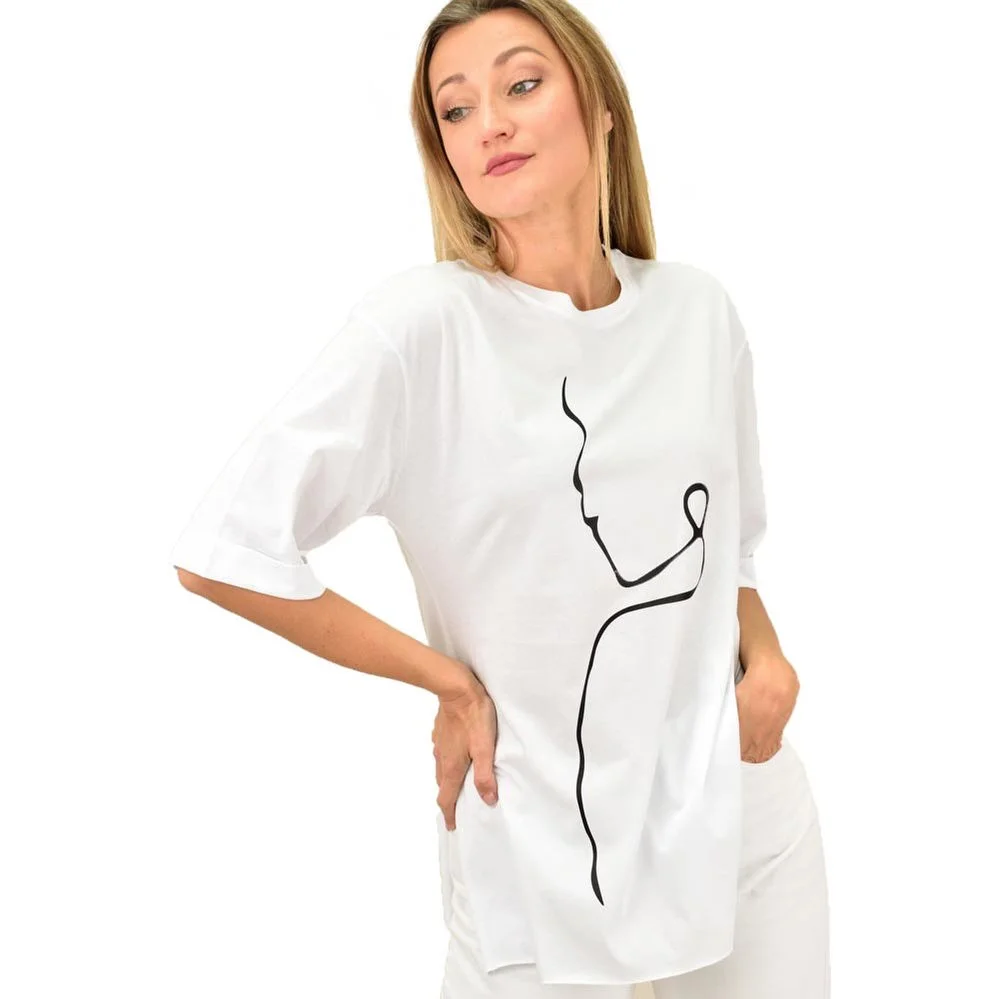 Φωτογραφία προϊόντος: First Woman T-shirt με τύπωμα γυναικεία φιγούρα / Λευκό