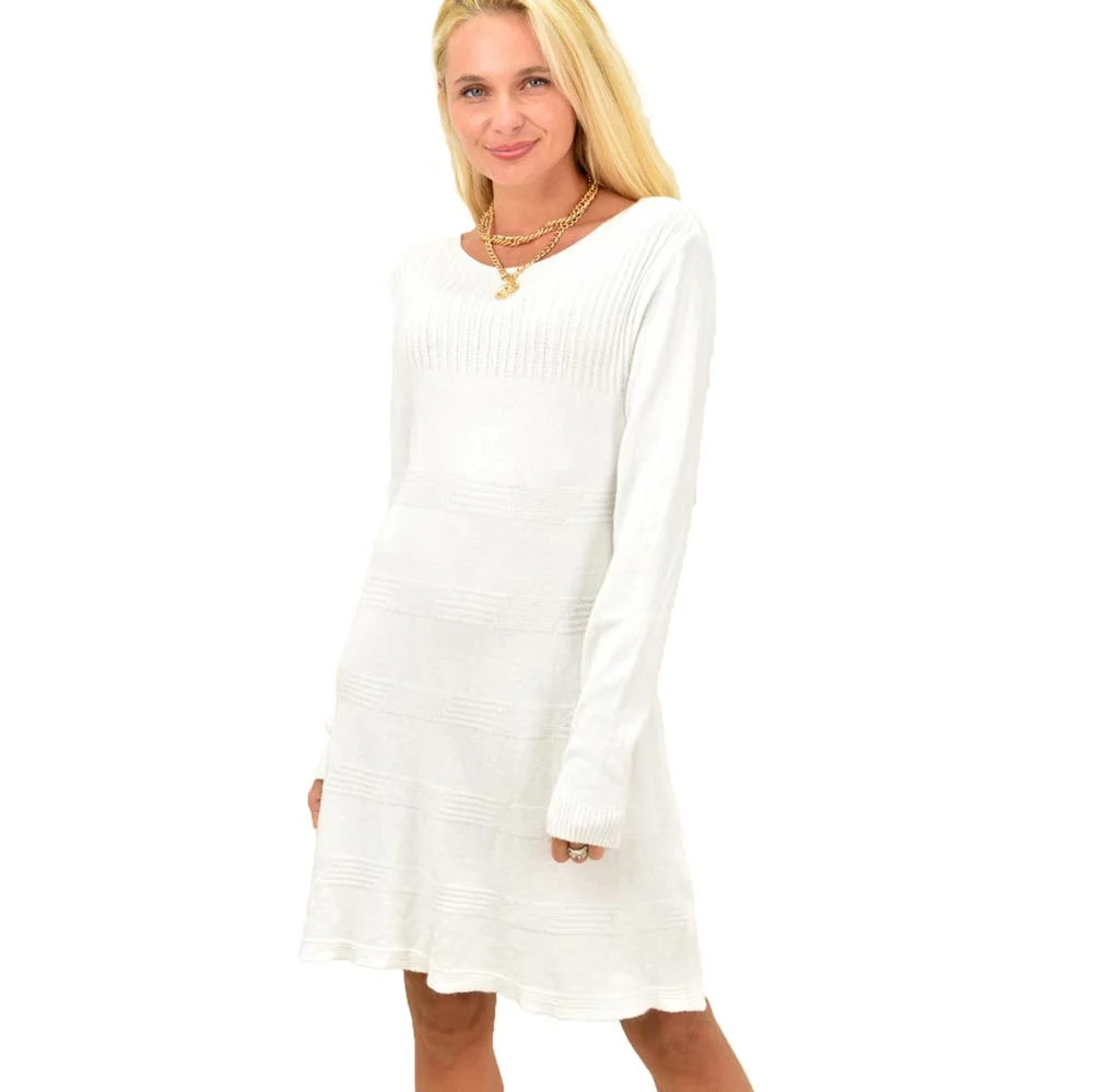 Φωτογραφία προϊόντος: Potre Γυναικείο πλεκτό midi φόρεμα με σχέδιο / Λευκό