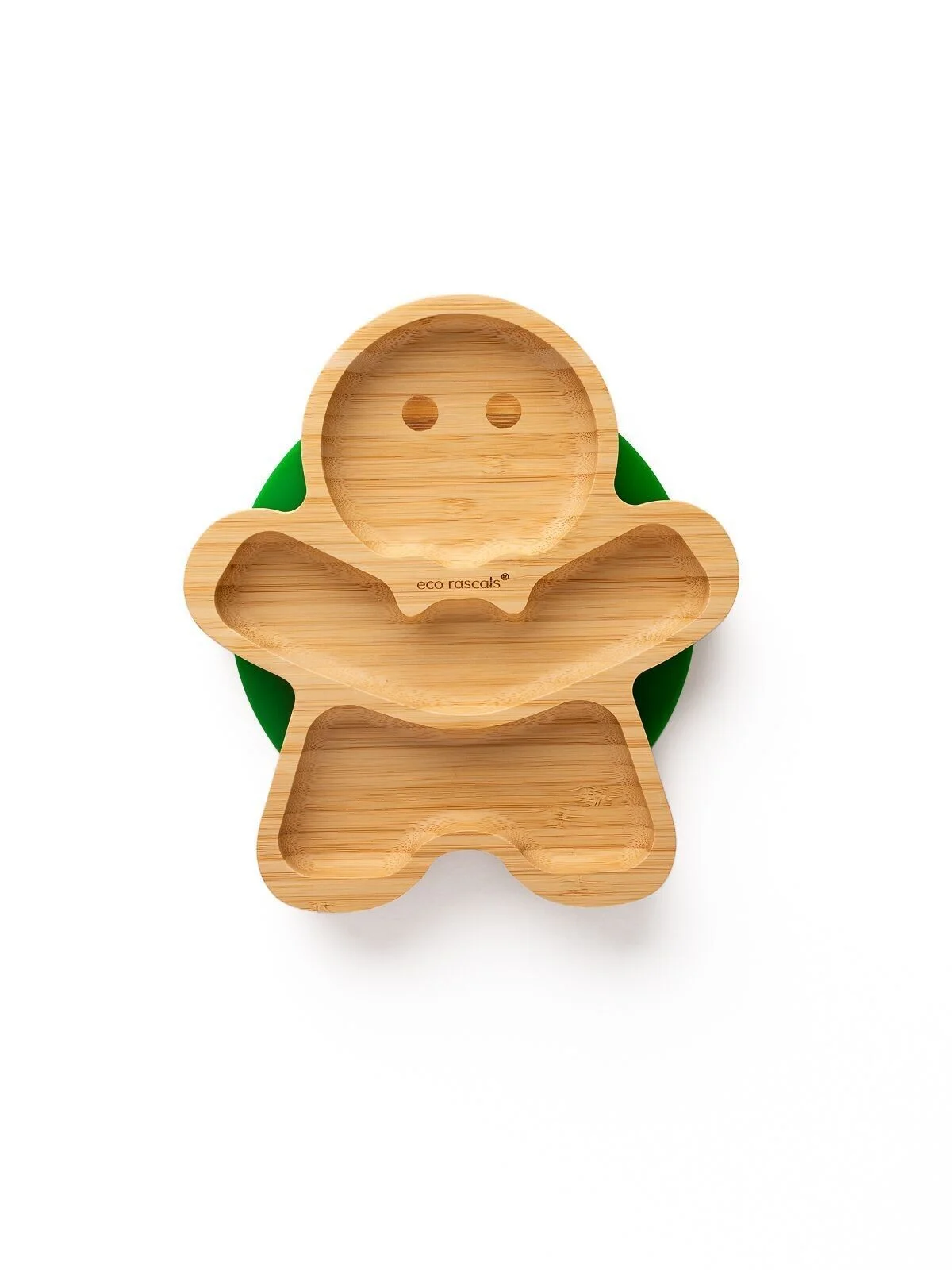 Φωτογραφία προϊόντος: ECO RASCALS Gingerbread Man Πιάτο Bamboo Με Χωρίσματα Και Σιλικόνη Πράσινο 6+ 1τμχ