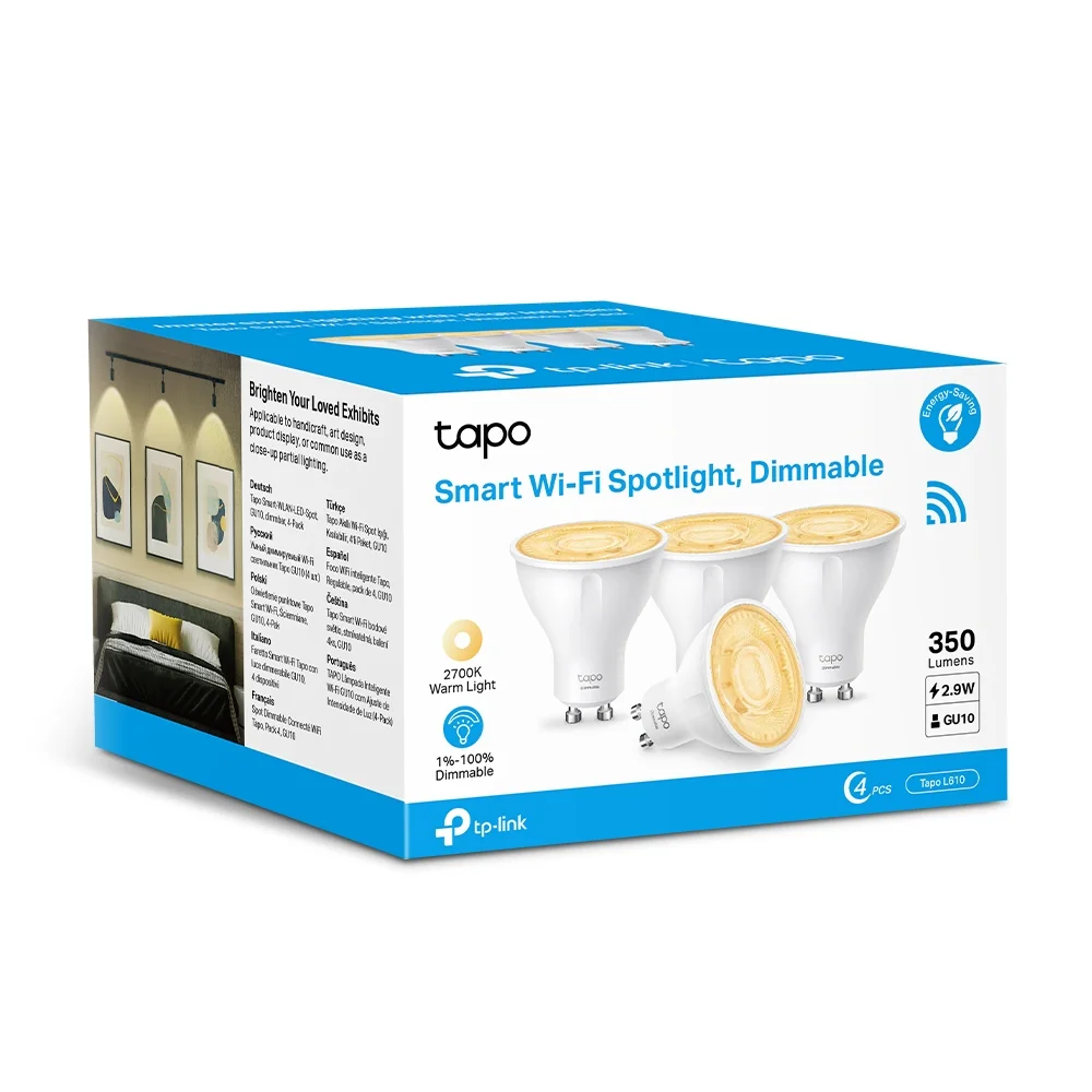 Φωτογραφία προϊόντος: ΤΡ-LΙΝΚ TP-Link Tapo L610 (4-pack) Έξυπνοι Λαμπτήρες Spot GU10 με Dimming και Wi-Fi Έλεγχο