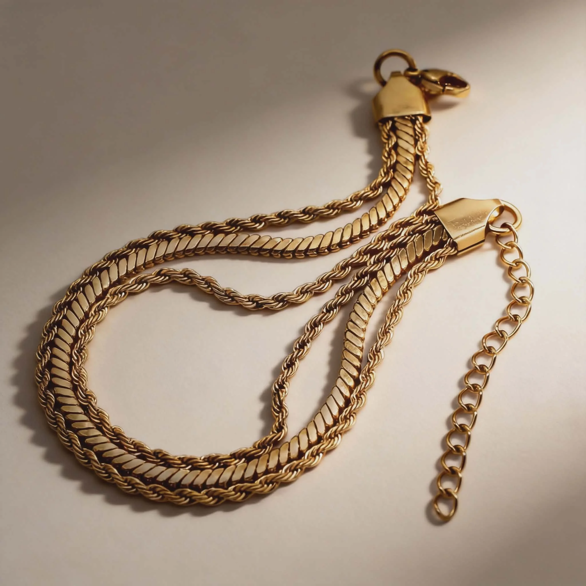 Φωτογραφία προϊόντος: LAVORE Gold Multi-Chain Bracelet with Flat & Twisted Chains