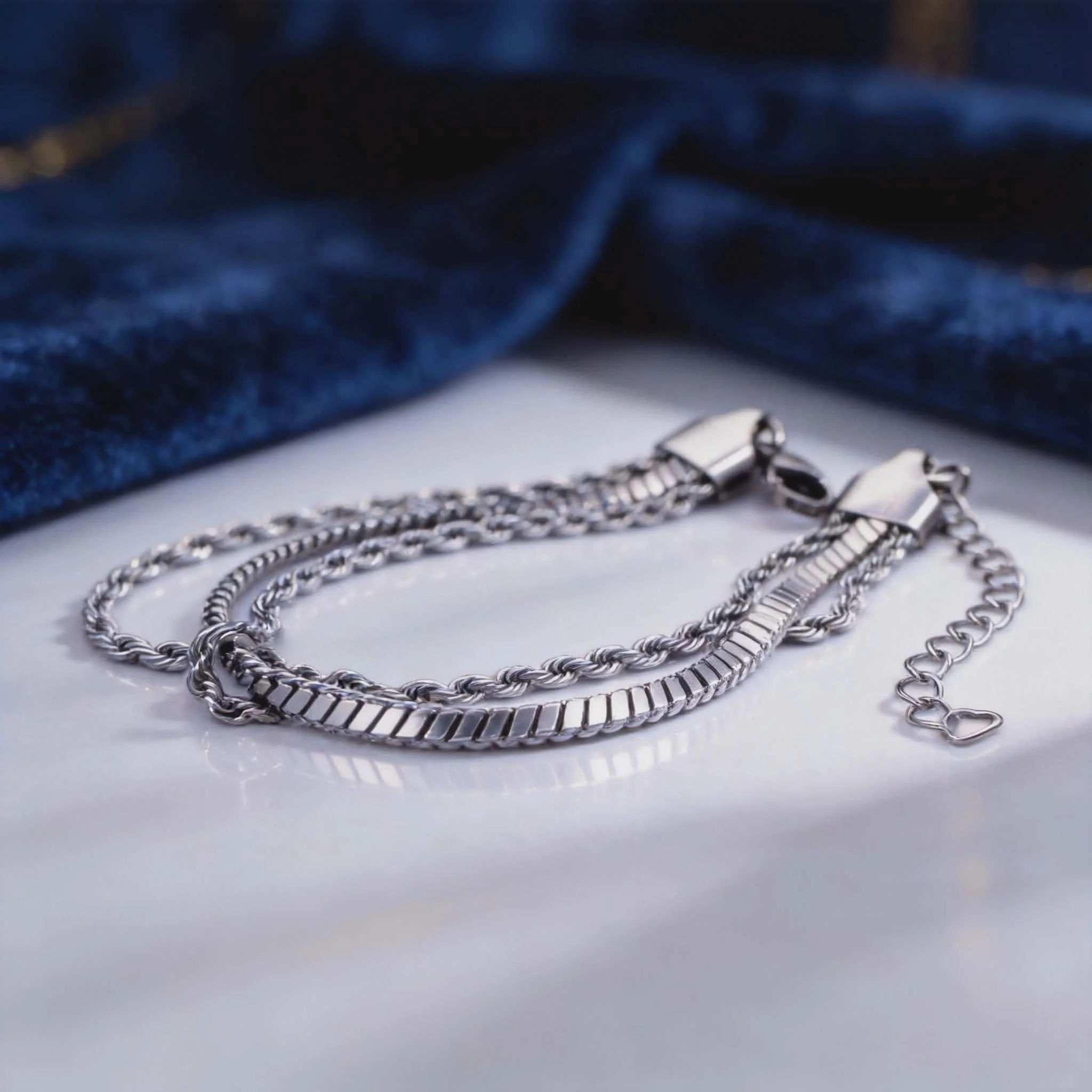 Φωτογραφία προϊόντος: LAVORE Silver Multi-Chain Bracelet with Flat & Twisted Chains
