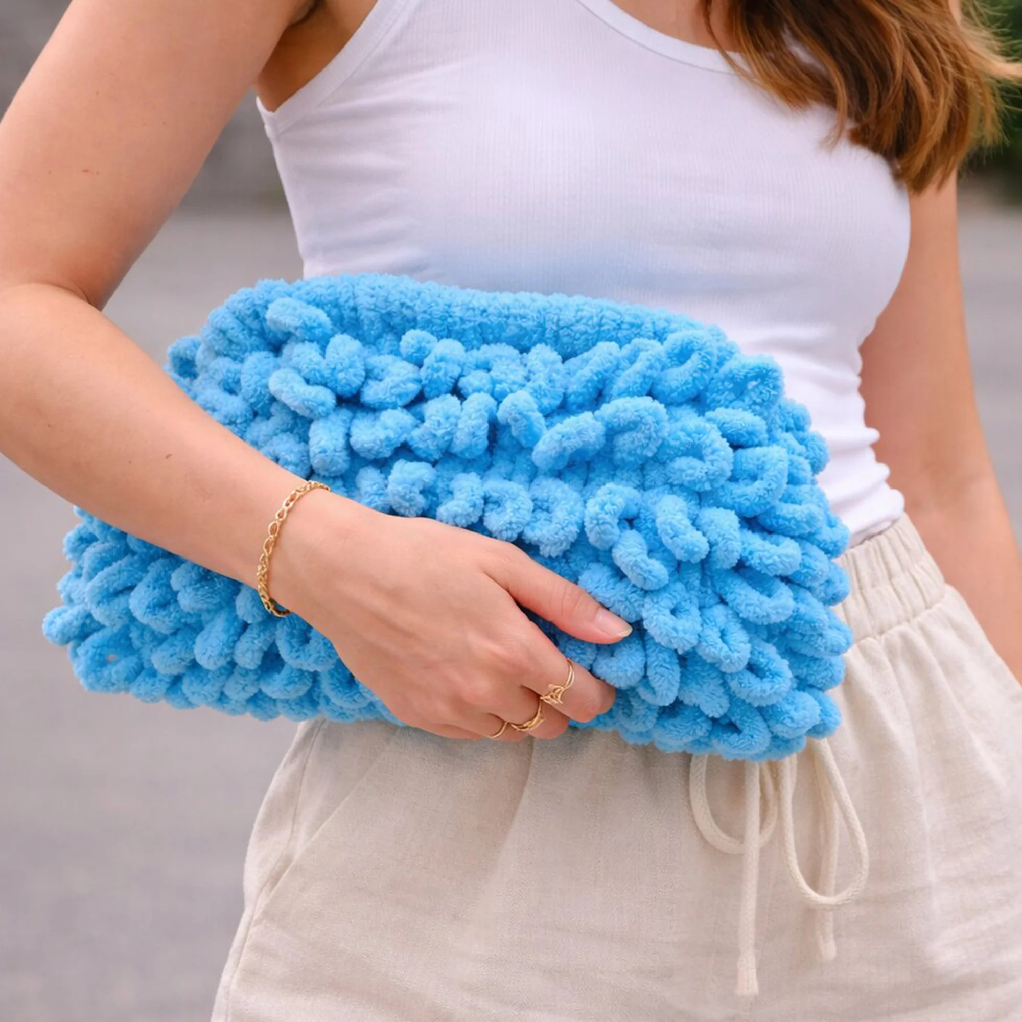 Φωτογραφία προϊόντος: Χειροποίητη Puffy Τσάντα Clutch Mini – Γαλάζιο / Sky Blue