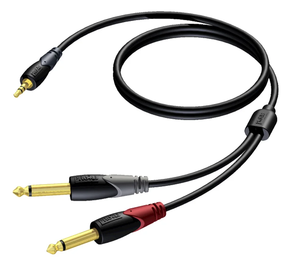 Φωτογραφία προϊόντος: Procab CLA-713-1.5 - Καλώδιο Mini Jack stereo - 2 Jack 1/4 mono 1.5 μέτρα
