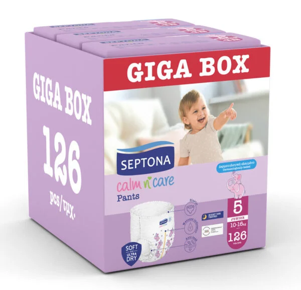 Φωτογραφία προϊόντος: Septona Πάνες Βρακάκι Calm n' Care No. 5 για 10-16kg 126τμχ