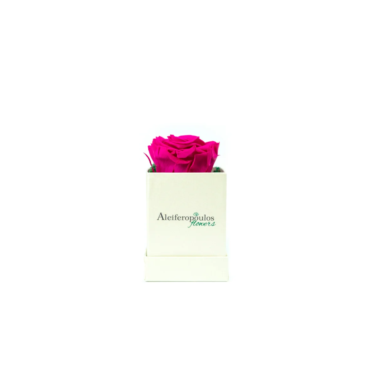 Φωτογραφία προϊόντος: Aleiferopoulos Flowers Dejuiced Forever Fuchsia Rose In Ecru Forever Rose Box (RB117)