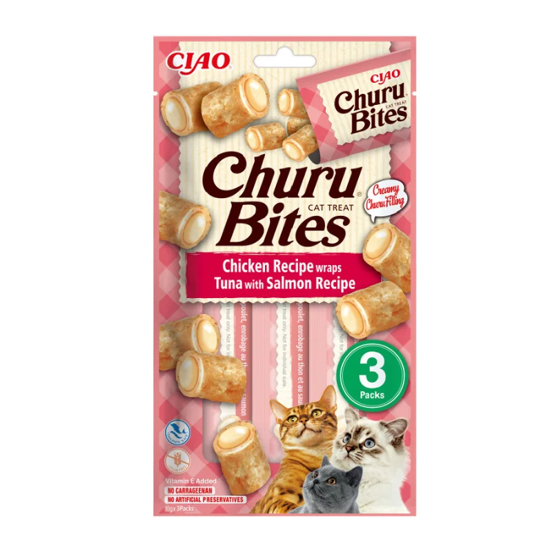 Φωτογραφία προϊόντος: Churu Cat Treats Churu Cat Λιχουδιά Γάτας Bites Chicken + Tuna + Salmon 30g