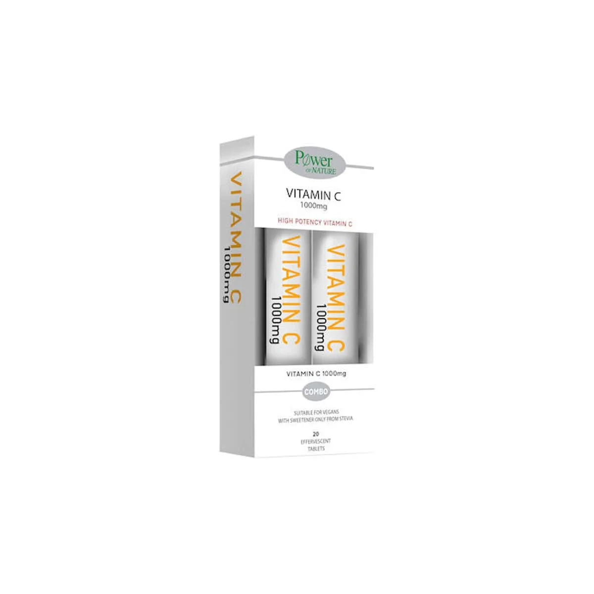 Φωτογραφία προϊόντος: Medipharmacy Power of Nature Vitamin C 1000 mg Στέβια 20 αναβράζοντα δισκία & Δώρο Vitamin C 1000 mg Στέβια 20 αναβράζοντα δισκία