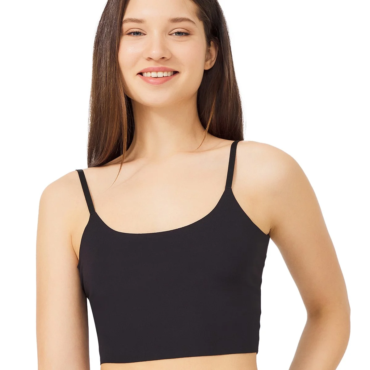Φωτογραφία προϊόντος: Γυναικείο crop-top μπλουζάκι CottonHill με λεπτή τιράντα μαύρο