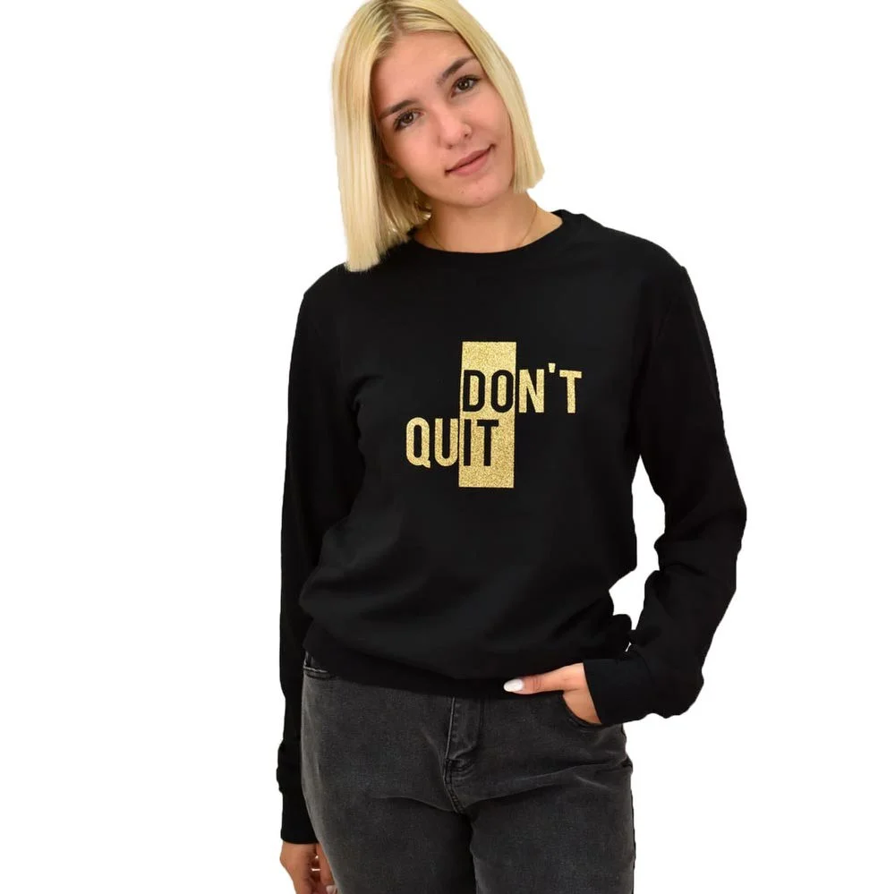 Φωτογραφία προϊόντος: First Woman Μπλούζα φούτερ DONT QUIT / Μαύρο