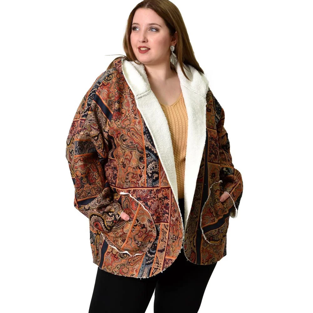 Φωτογραφία προϊόντος: Potre Γυναικείο oversized πανωφόρι εμπριμέ / Πορτοκαλί