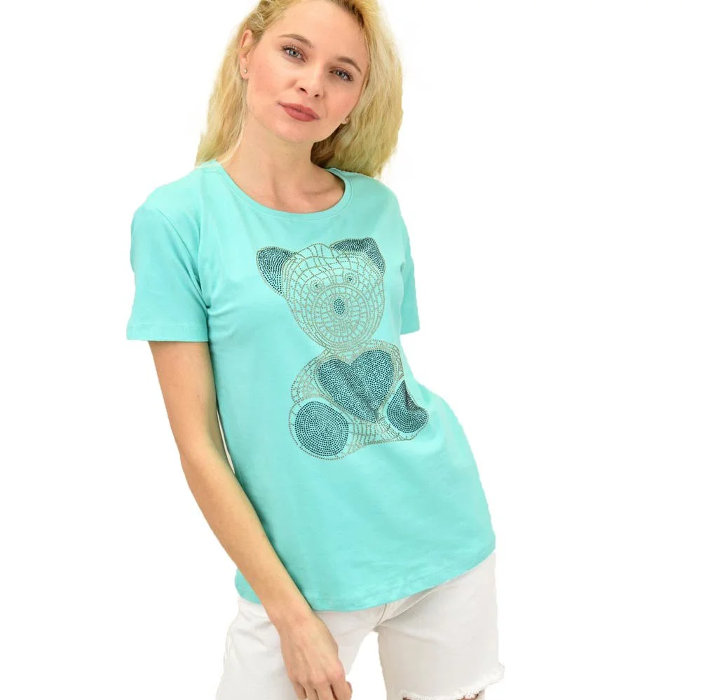 Φωτογραφία προϊόντος: Potre Γυναικείο T-shirt με στρας αρκουδάκι / Βεραμάν