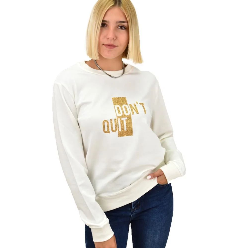 Φωτογραφία προϊόντος: First Woman Μπλούζα φούτερ DONT QUIT / Λευκό