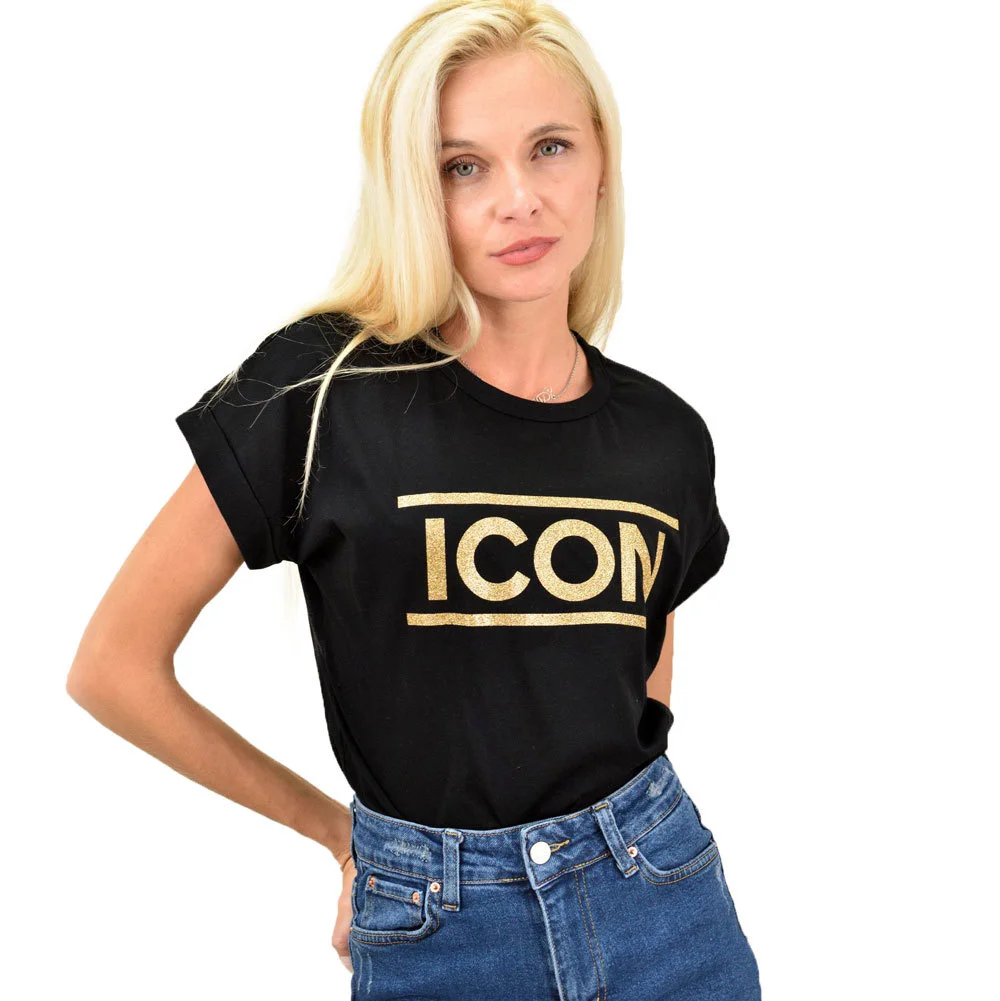 Φωτογραφία προϊόντος: First Woman Γυναικείο T-Shirt με τύπωμα ICON / Μαύρο