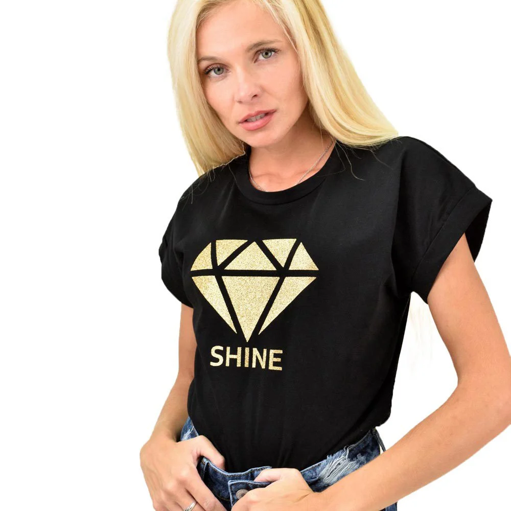 Φωτογραφία προϊόντος: First Woman Γυναικείο T-Shirt με τύπωμα shine / Μαύρο