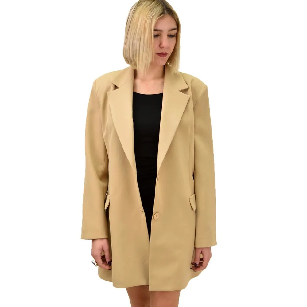 Φωτογραφία προϊόντος: Potre Γυναικείο σακάκι oversized με κουμπιά / Μπεζ