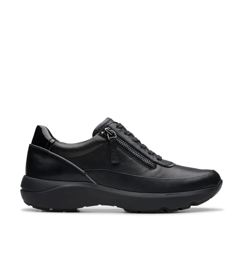 Φωτογραφία προϊόντος: CLARKS ΓΥΝΑΙΚΕΙΟ ΔΕΡΜΤΙΝΟ SNEAKER TIVOLI ZIP 20256017, ΜΑΥΡΟ, Γυναίκα