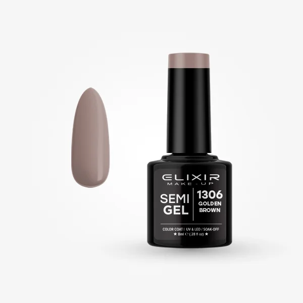 Φωτογραφία προϊόντος: Elixir Makeup Elixir Make-Up Semigel Nail Polish (Golden brown) #1306 8ml