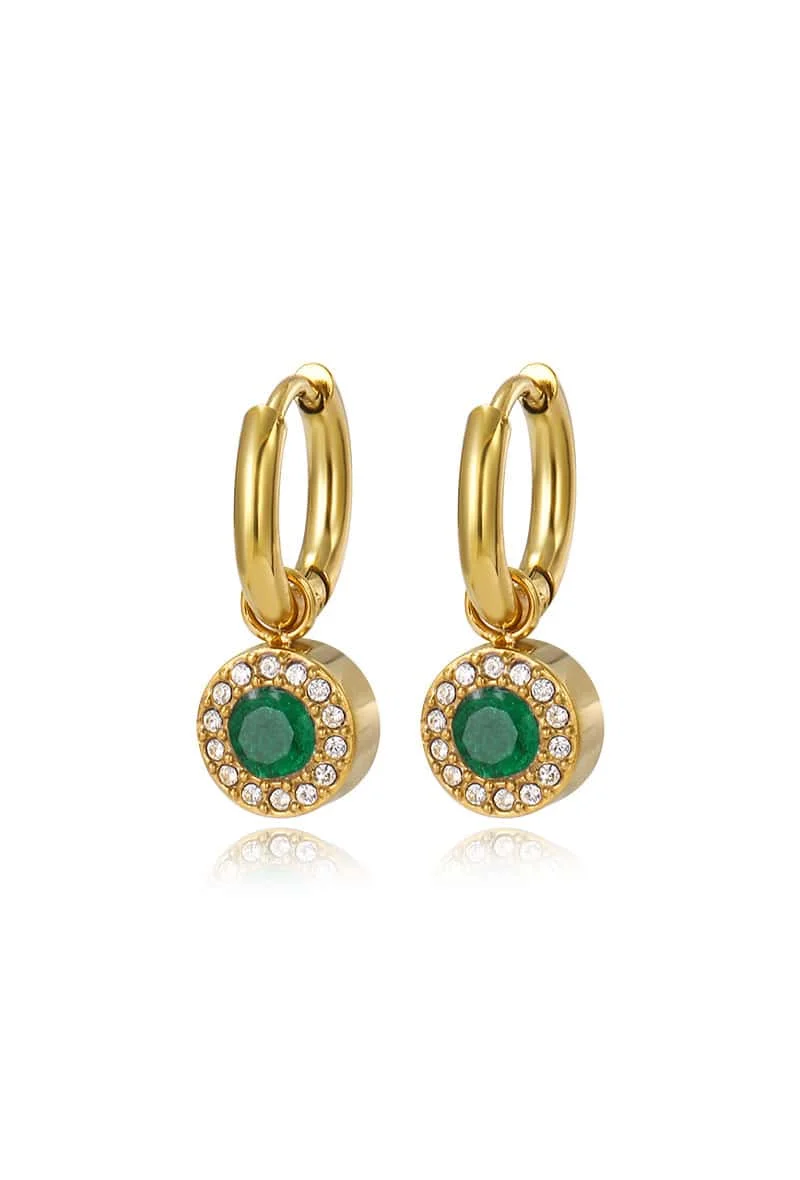 Φωτογραφία προϊόντος: Lysea Emerald Crystal Σκουλαρίκια από Ανοξείδωτο Ατσάλι - Αδιάβροχο & Υποαλλεργικό