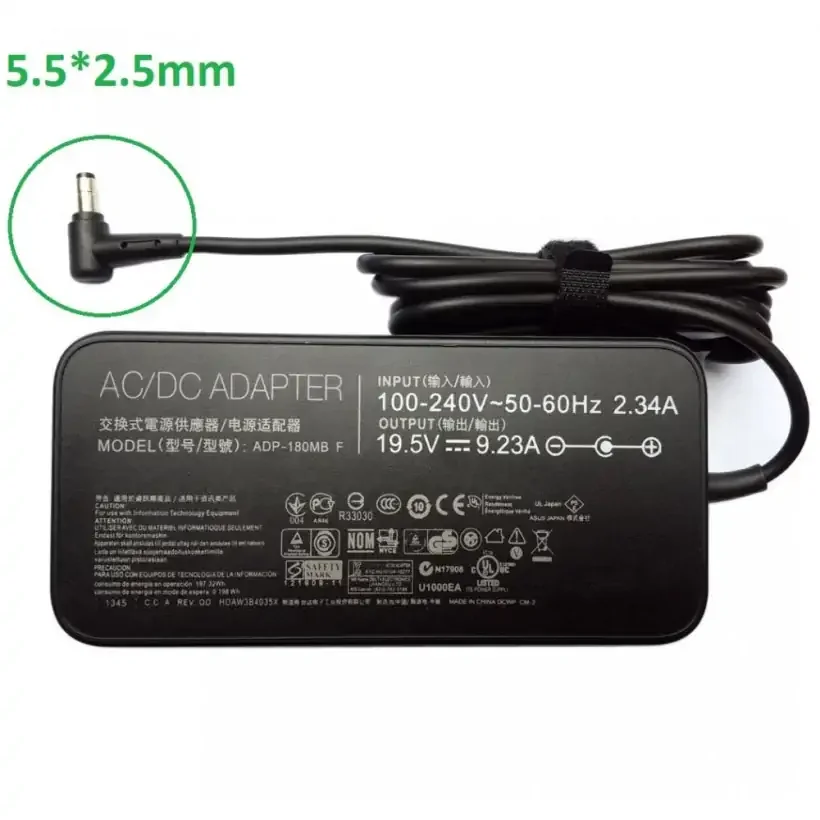 Φωτογραφία προϊόντος: Τροφοδοτικό Asus 19.5V 9.23A 180W 5.5*2.5mm με προαιρετικό καλώδιο τροφοδοσίας