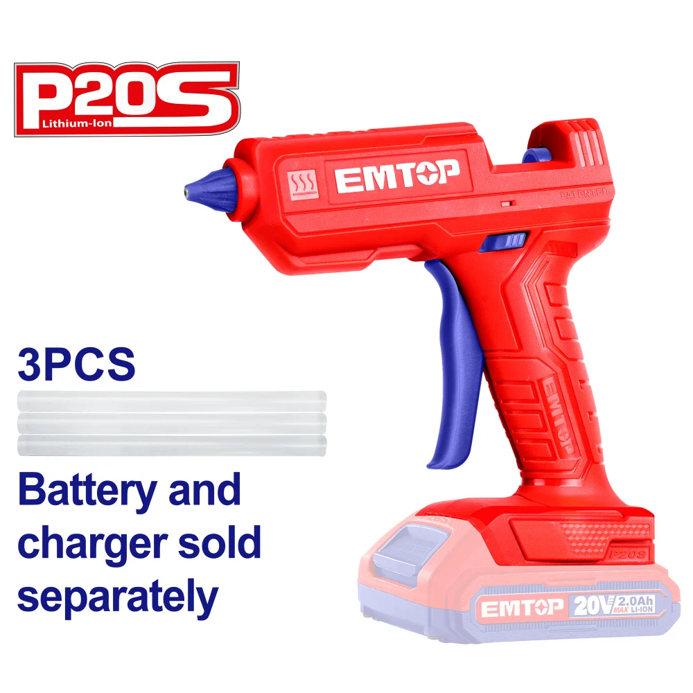 Φωτογραφία προϊόντος: EMTOP BRUSHLESS ΠΙΣΤΟΛΙ ΘΕΡΜΟΚΟΛΛΗΣΗΣ 20V ΜΕ 3 ΜΠΑΡΕΣ ΣΙΛΙΚΟΝΗΣ 150ΜΜ ELGG2002