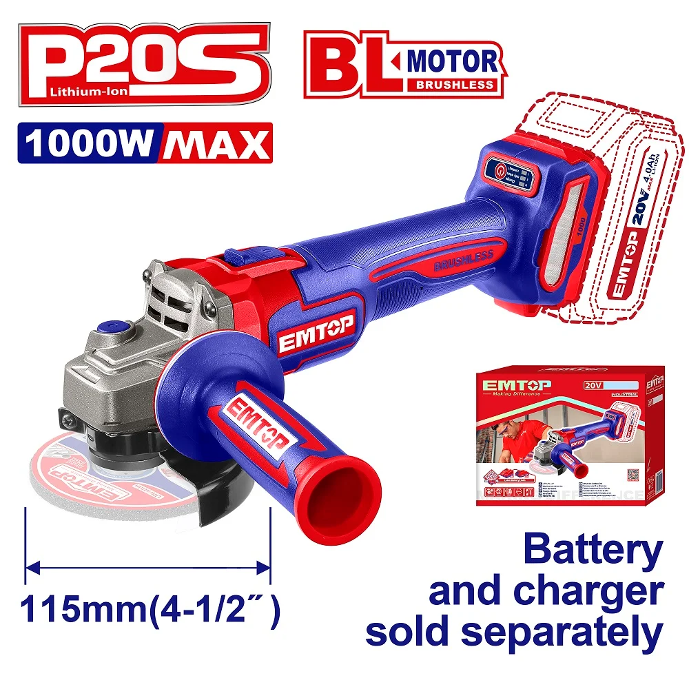 Φωτογραφία προϊόντος: EMTOP BRUSHLESS ΓΩΝΙΑΚΟΣ ΤΡΟΧΟΣ ΜΠΑΤΑΡΙΑΣ 115NM 1000W ELAG27153E