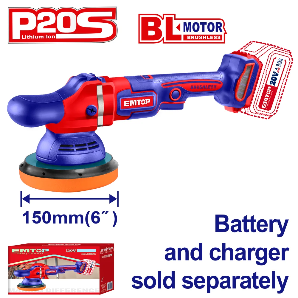 Φωτογραφία προϊόντος: EMTOP BRUSHLESS ΑΛΟΙΦΑΔΟΡΟΣ 20V 150MM ELAP2015