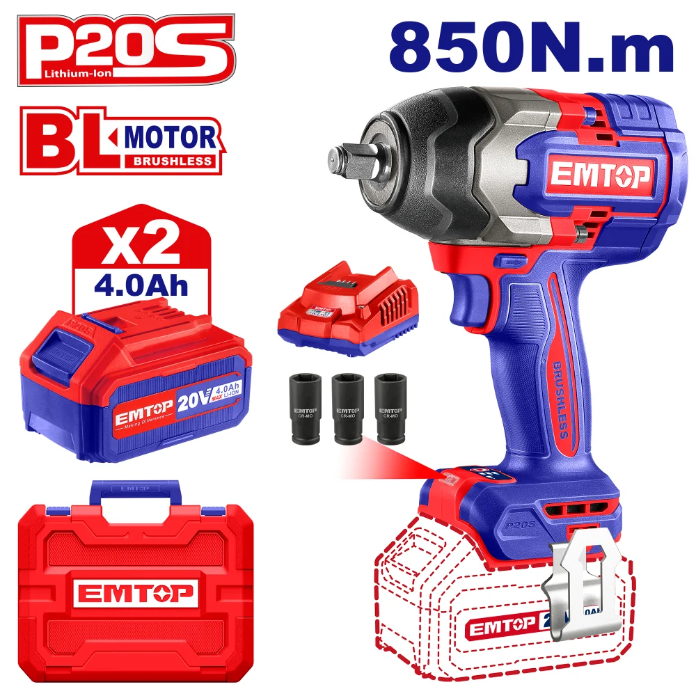 Φωτογραφία προϊόντος: EMTOP BRUSHLESS ΜΠΟΥΛΟΝΟΚΛΕΙΔΟ ΜΠΑΤΑΡΙΑΣ 20V/2x4Ah ECIWL2085
