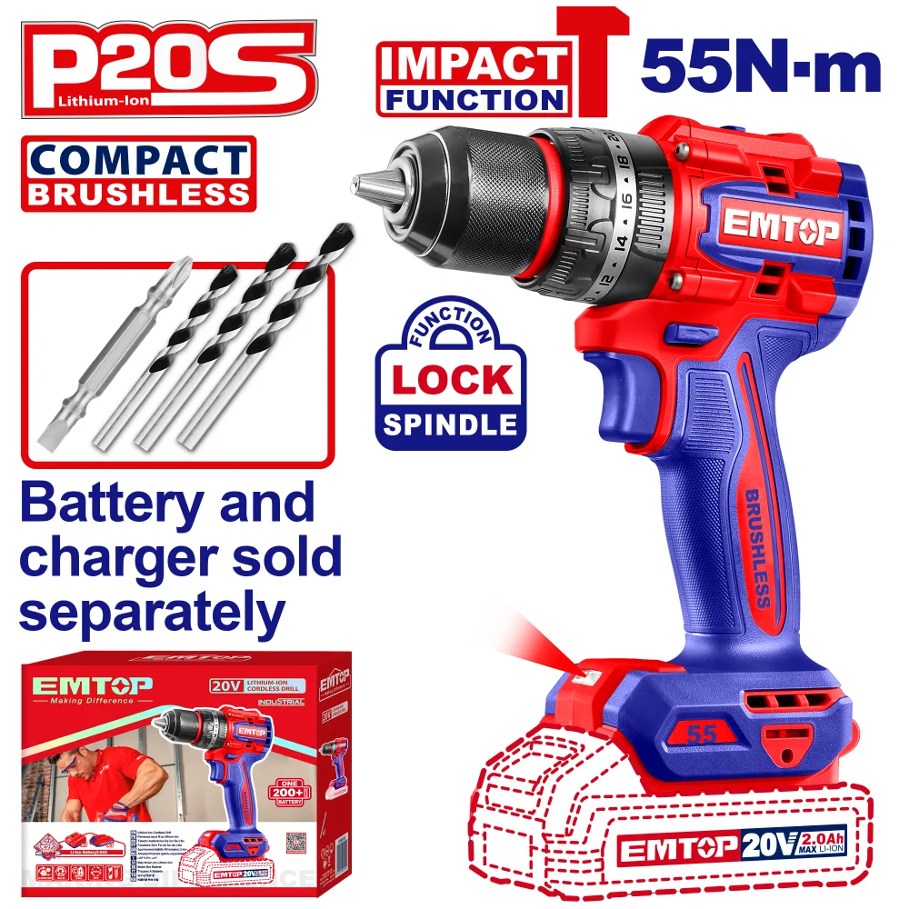 Φωτογραφία προϊόντος: EMTOP BRUSHLESS ΚΡΟΥΣΤΙΚΟ ΔΡΑΠΑΝΟΚΑΤΣΑΒΙΔΟ ΜΠΑΤΑΡΙΑΣ ΛΙΘΙΟΥ 20V/55Nm ECIDL205581