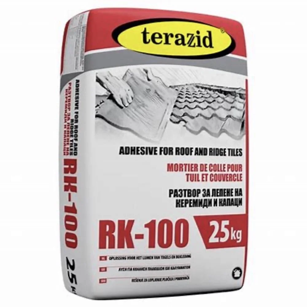 Φωτογραφία προϊόντος: Monotex Terazid Roof Tile Adhesive RK-100 Μείγμα ξηρού τσιμέντου για πλακάκια στέγης και κορυφογραμμής 25 kg / RK100