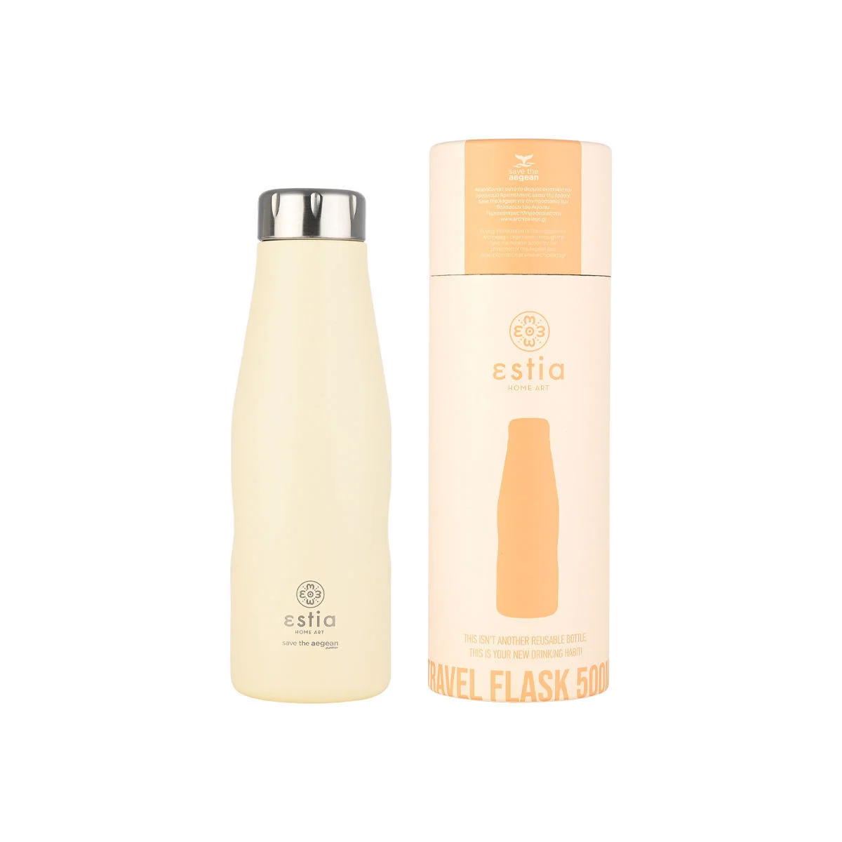 Φωτογραφία προϊόντος: ESTIA HOME ESTIA ΘΕΡΜΟΣ TRAVEL FLASK SAVE THE AEGEAN 500ml LILY WHITE