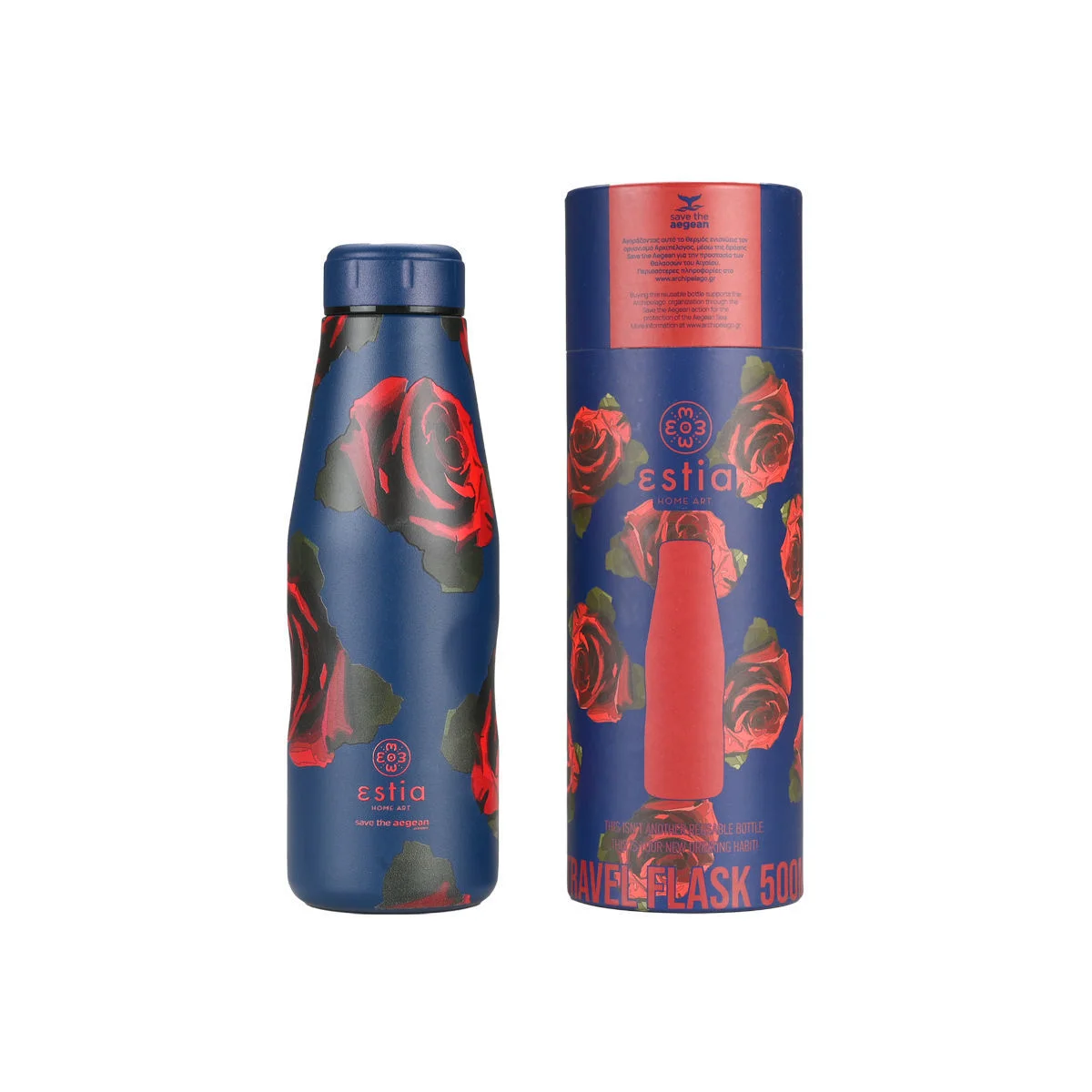 Φωτογραφία προϊόντος: ESTIA HOME ESTIA ΘΕΡΜΟΣ TRAVEL FLASK SAVE THE AEGEAN 500ml ELECTRIC ROSES