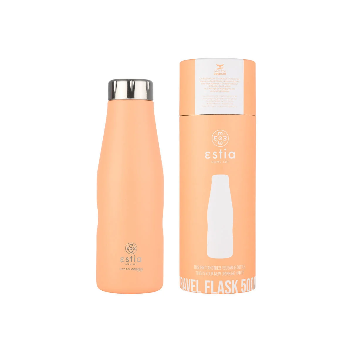 Φωτογραφία προϊόντος: ESTIA HOME ESTIA ΘΕΡΜΟΣ TRAVEL FLASK SAVE THE AEGEAN 500ml PEACH FUZZ