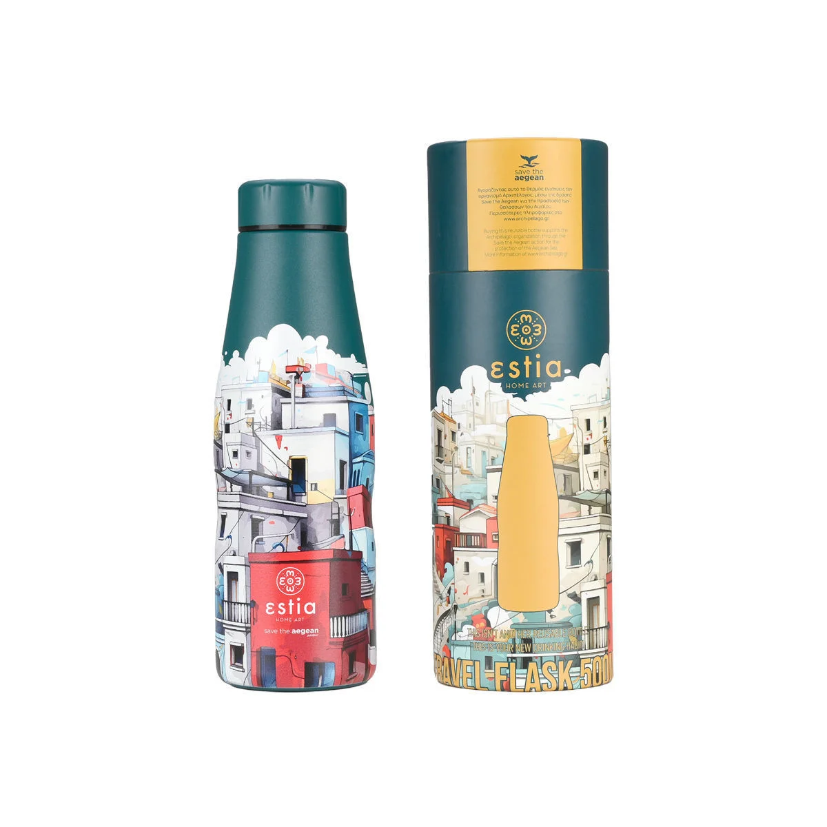 Φωτογραφία προϊόντος: ESTIA HOME ESTIA ΘΕΡΜΟΣ TRAVEL FLASK SAVE THE AEGEAN 500ml URBAN MYTHOS