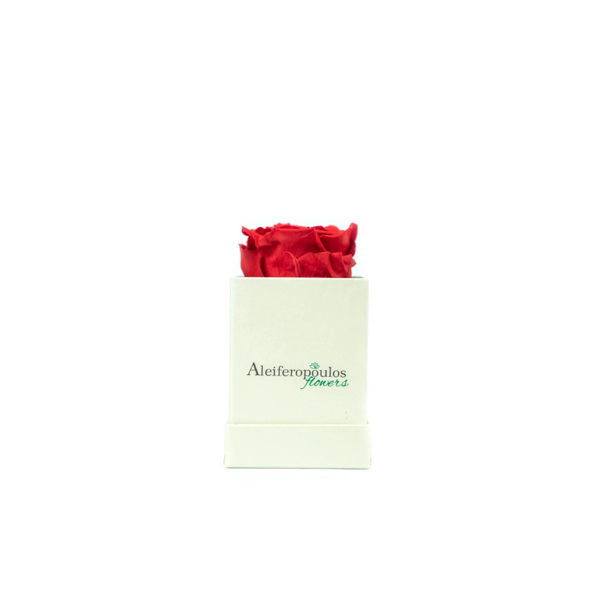Φωτογραφία προϊόντος: Aleiferopoulos Flowers Dejuiced Forever Red Rose In Ecru Box Forever Rose (RB115)