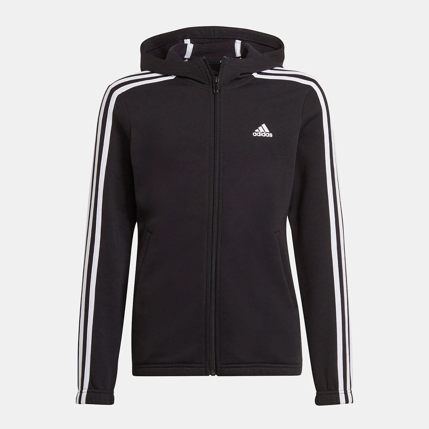 Φωτογραφία προϊόντος: ADIDAS PERFORMANCE ADIDAS G ESSENTIALS 3-STRIPES FLEECE FULL-ZIP HOODIE ΜΑΥΡΟ