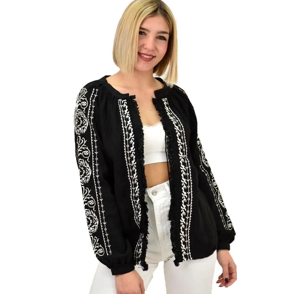 Φωτογραφία προϊόντος: Potre OR Ζακέτα boho με κέντημα / Μαύρο