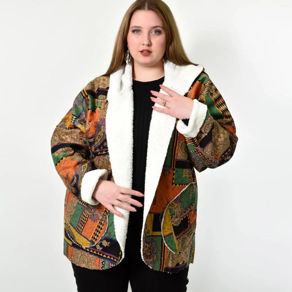 Φωτογραφία προϊόντος: Potre Γυναικείο oversized πανωφόρι εμπριμέ / Πράσινο